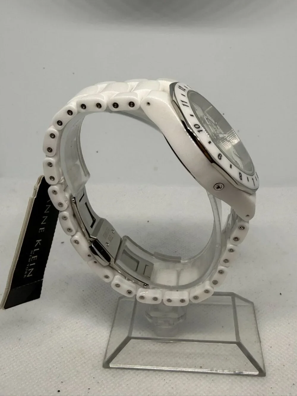 Anne Klein 12/1979WMWB Women's 40mm White Ceramic MOP Dial Swiss Quartz Watch